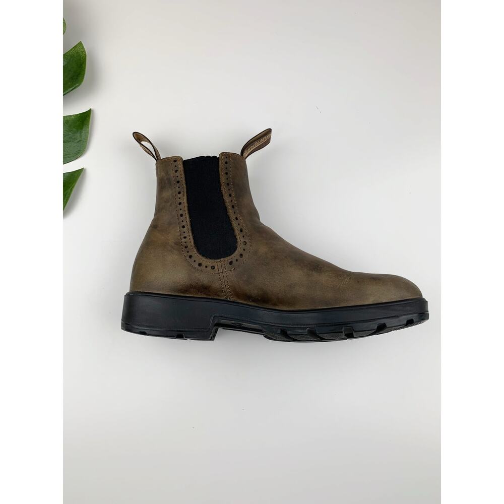 1351 High Top Blundstone Brown Chelsea Ankle Boots with Black Elastic Panels - Picture 8 of 12